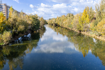 Leon, Spain - November 2, 2024: Gardens, known as Paseo de la Condesa, in the center of the city of Leon, Spain