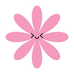 Stylized emoji flower with bright colors and animated features. A comic-style character full of charm.