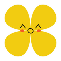 Graphic illustration of a joyful flower face with bold expression. Fun and whimsical floral design.