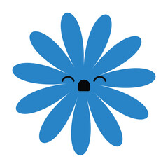 Sad cartoon flower with expressive face and teardrop eyes. A flat, minimal character illustration in soft colors.