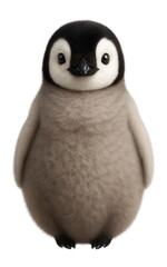Fototapeta premium Emperor penguin chick with fluffy gray down and black head markings
