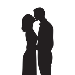 A drawing of a couple kissing and a man kissing Silhouette White Background.