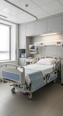 Hospital room with modern medical equipment.
