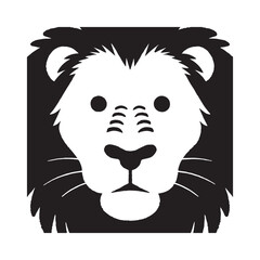  A drawing of a lion with a lion head on it Silhouette White Background. 