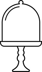 Cake Stand with Dome Cover Thick line Vector.
Dessert Display icon Isolated.
Glass Cloche and Cake Tray Clipart.
Transparent background. svg.