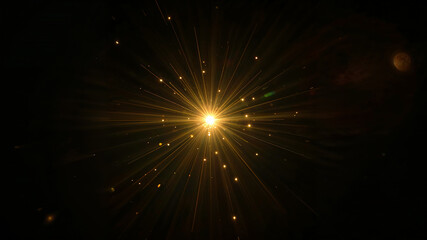 Naklejka premium Radiant burst of golden light in darkness