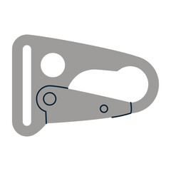 Tactical carabiner with secure locking mechanism. Vector illustration isolated on white background, hand drawn, flat design