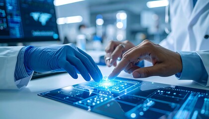 Scientists Using Digital Interface Technology in Lab