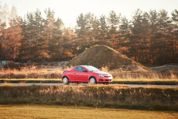Modern car on a quiet rural road