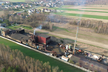 Industrial plant polluting atmosphere with fumes