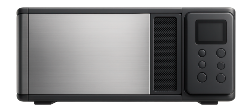 Rectangular air conditioning compressor with side-mounted control panel