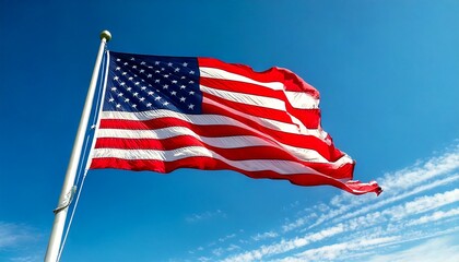 American Flag in Blue Sky