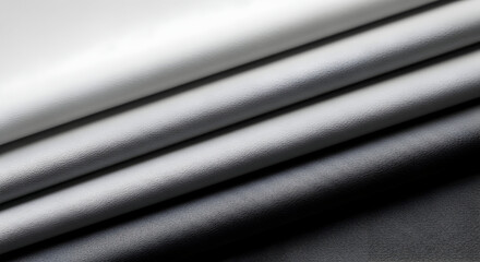 Monochrome Leather Sheets Displayed a Gradient of Gray Tones in a Macro Close-Up View