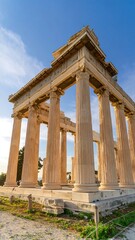Fototapeta premium Ancient temple columns under a clear sky
