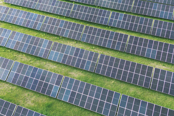 Rows of photovoltaic panels generating power