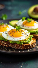 Toast with avocado and eggs