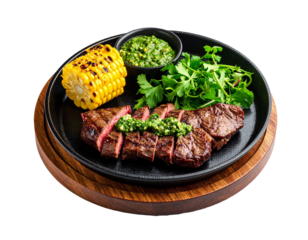 Grilled Skirt Steak with Salsa Verde and Corn on the Cob