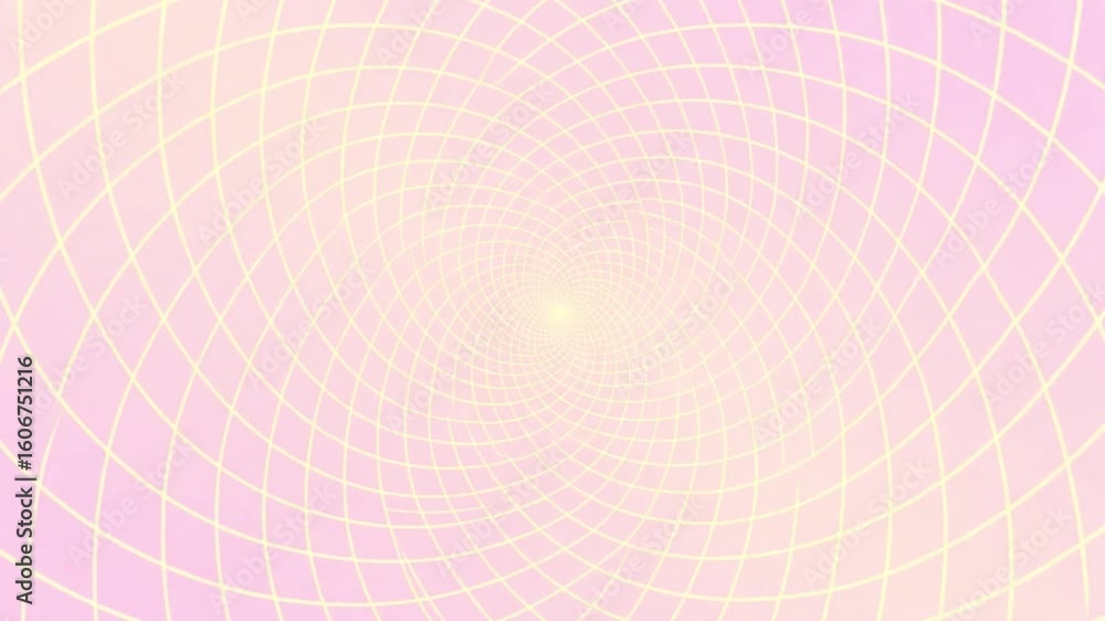Poster abstract pastel spiral pattern with soft pink tones and light yellow lines creating a hypnotic visua