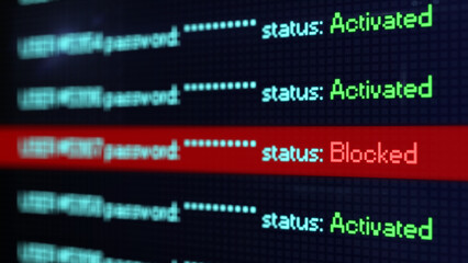 Security system warning about account blocking