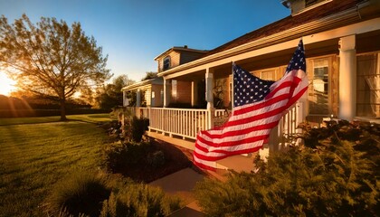 Flag on Porch Railing