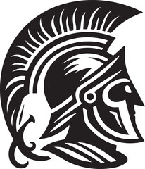 Ancient Greek Warrior Helmet Vector – Black and White Illustration