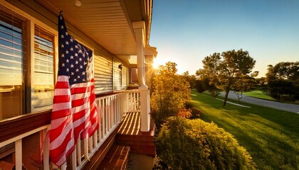 Flag on Porch Railing