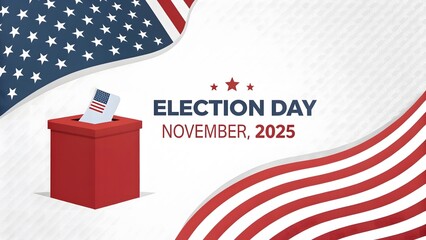 Patriotic Election Day Reminder Graphic with Ballot Box and American Flag Elements to Encourage Voting in November 2025