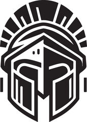 Ancient Greek Warrior Helmet Vector – Black and White Illustration