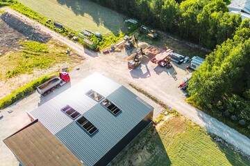 Contractors working on residential foundation