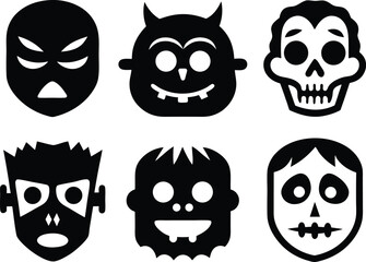 Halloween Monster Mask Silhouettes Collection