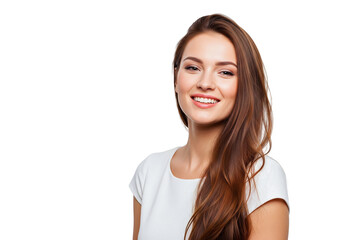 portrait of a smilling young woman isolated on white