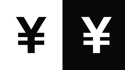 Yen currency symbol in black and white style