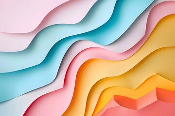 Obraz premium Papercut layered abstract shapes in vibrant paste
