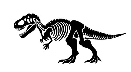 Fototapeta premium The illustration is a negative space silhouette of a T rex dinosaur skeleton