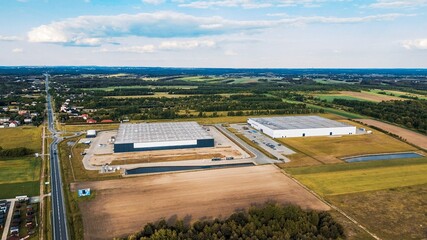 Logistics hub and surrounding green fields