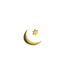 Obraz premium Golden Crescent Moon and Star on Transparent Background
