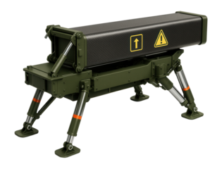 Mobile launcher with hydraulic stabilizing legs and retractable missile canister