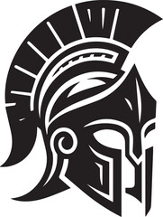 Ancient Greek Warrior Helmet Vector – Black and White Illustration
