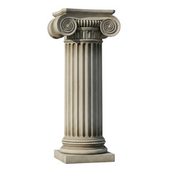 Obraz premium A classical ionic column with a volute capital and fluted shaft isolated on a transparent background