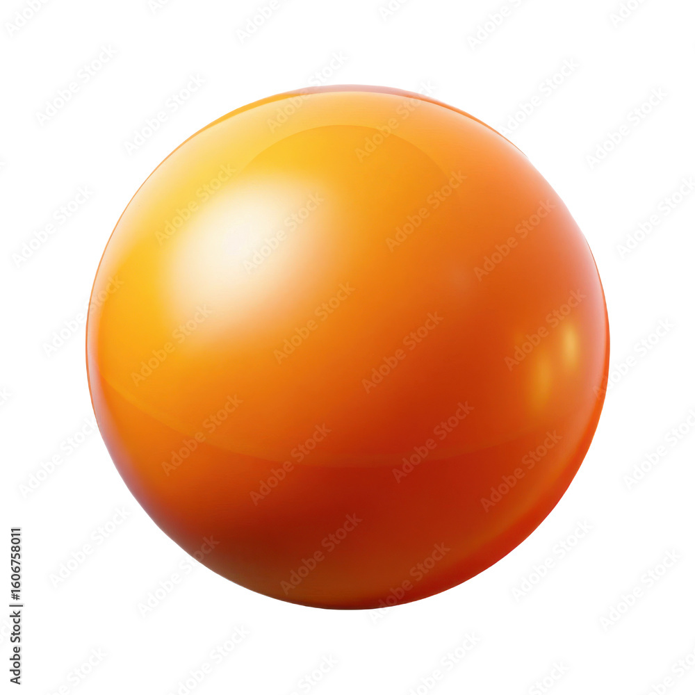 Aufkleber a single bright orange sphere with a glossy reflective surface casting a subtle shadow isolated on t