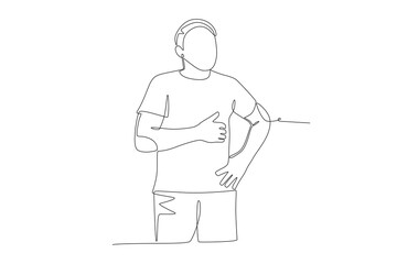 Man with chest pain. Chest pain concept one-line drawing