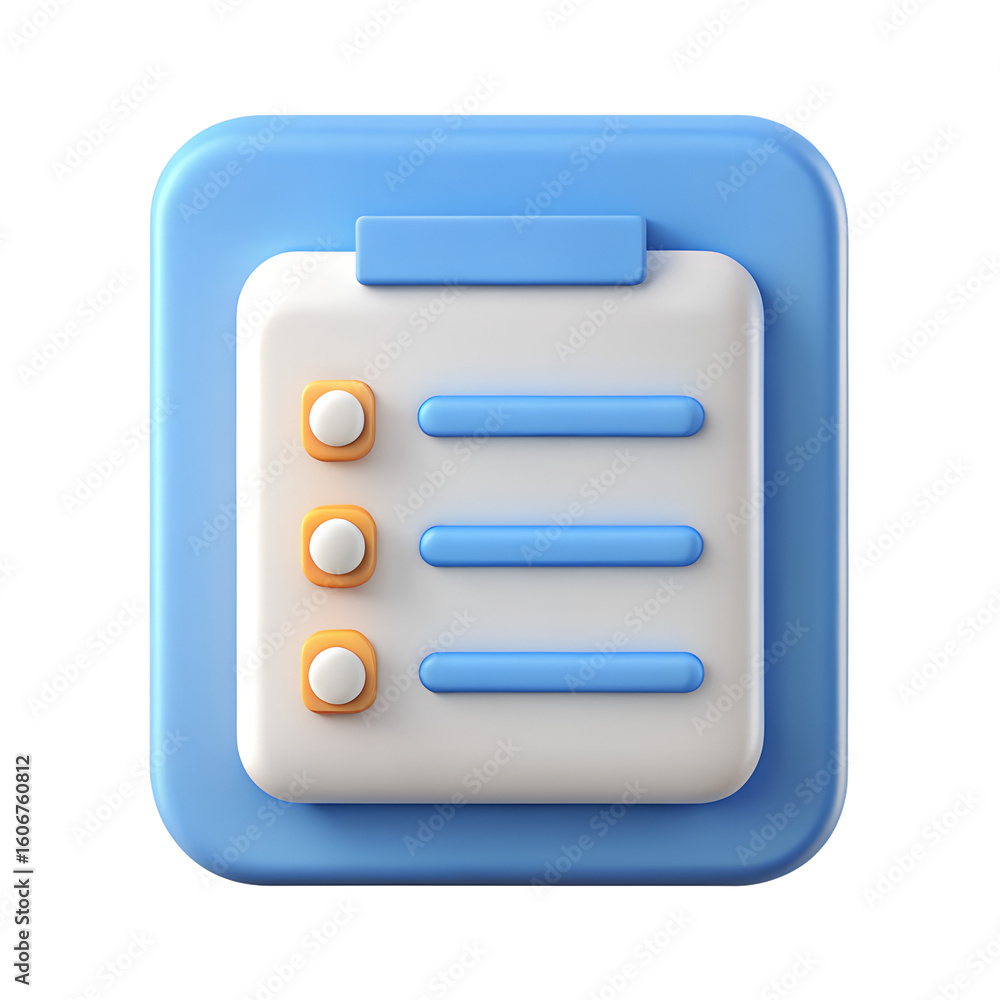 Poster a 3d rendered clipboard icon with a checklist isolated on transparent background