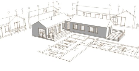house project planning 3d illustration