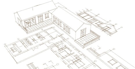 house project planning 3d illustration
