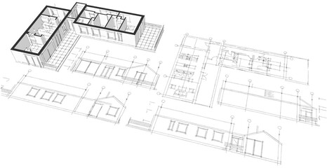 house project planning 3d illustration