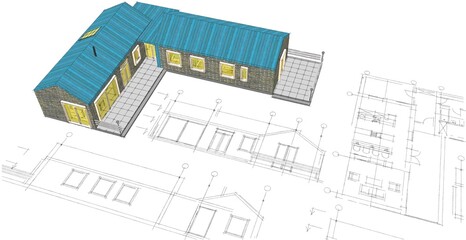 house project planning 3d illustration