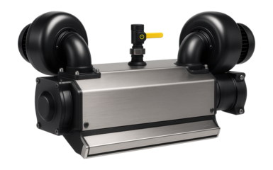 Air knife drying system with high-speed blowers for removing moisture from shredded rubber in a tire recycling plant