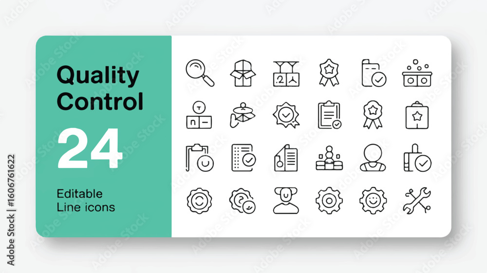Poster a set of 24 minimalist line icons arranged in a 4x6 grid layout on a white background.
