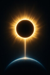 Obraz premium Dramatic Solar Eclipse with Glowing Sun Corona and Dark Moon 