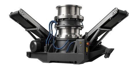 Portable cone crusher with foldable conveyors for easy transport between construction sites.